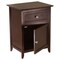 Modern Antique Walnut Wooden Nightstand with 1 Drawer and 1 Cabinet Satin Nickel Knobs